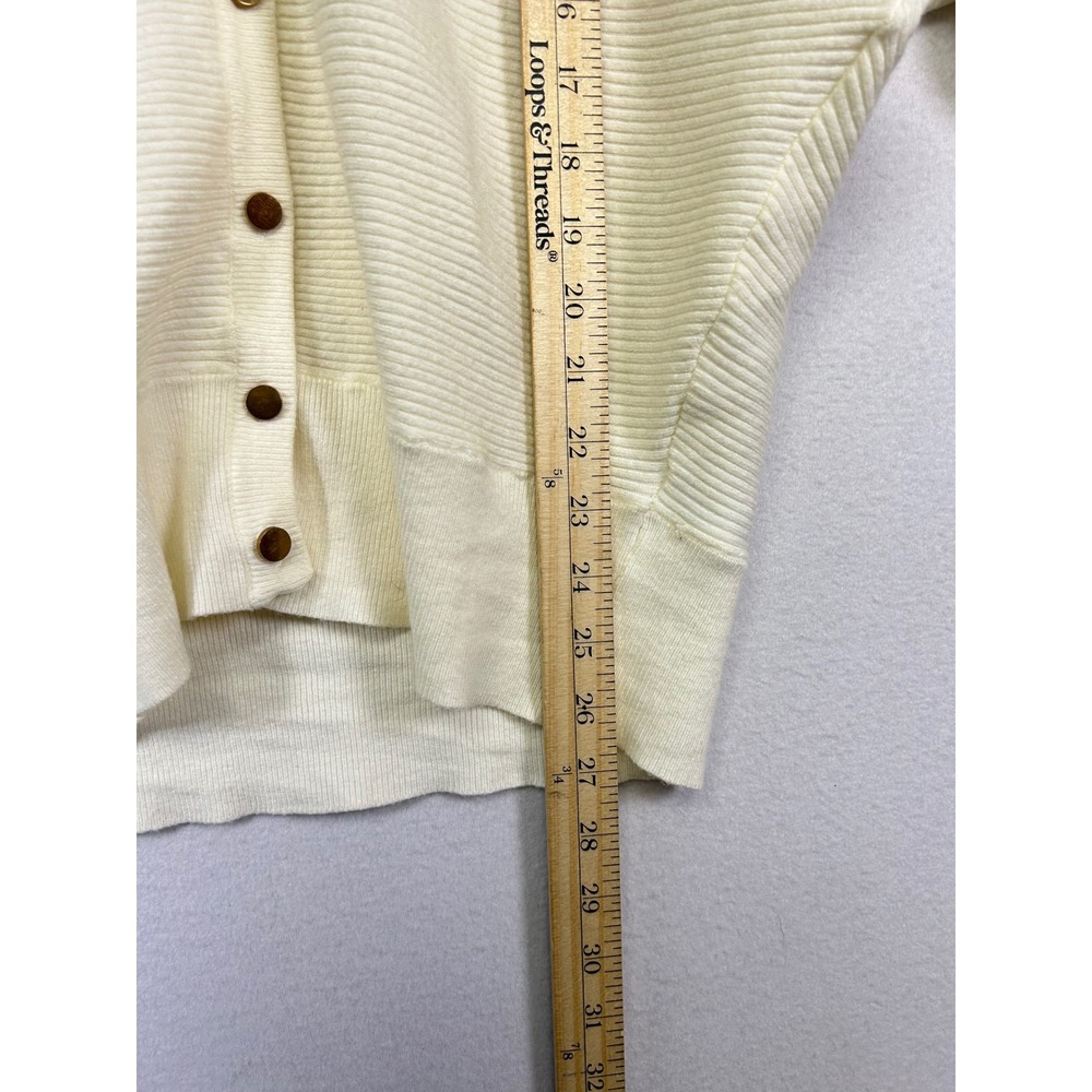 Minimalist Truth by Republic Womens Medium Cream Ribbed Batwing Cardigan Sweater - Picture 7 of 9